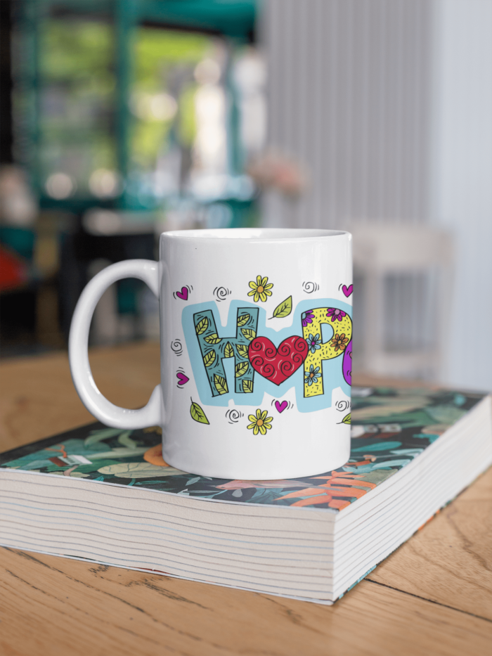Heart hope printed coffee mug