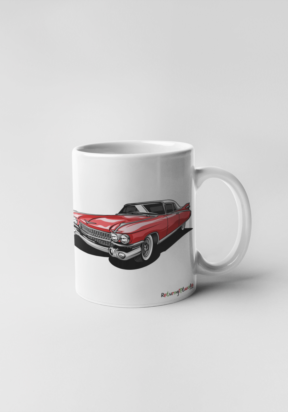 Long Red Car printed Coffee Mug