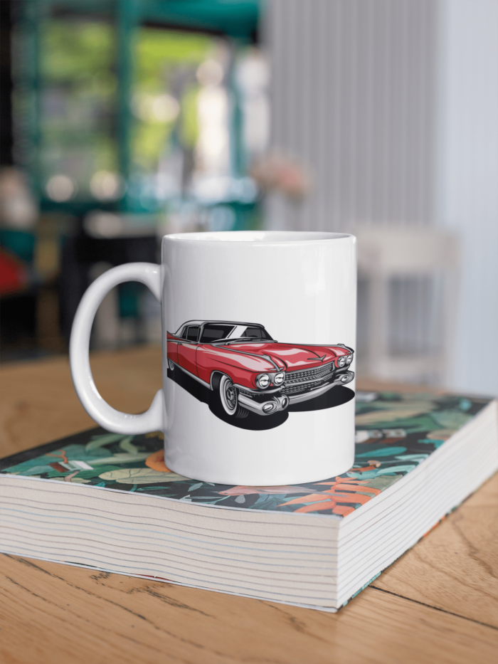 Long Red Car printed Coffee Mug