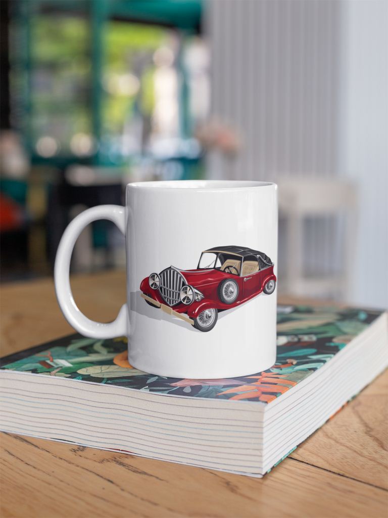 Old Red Car printed Coffee Mug