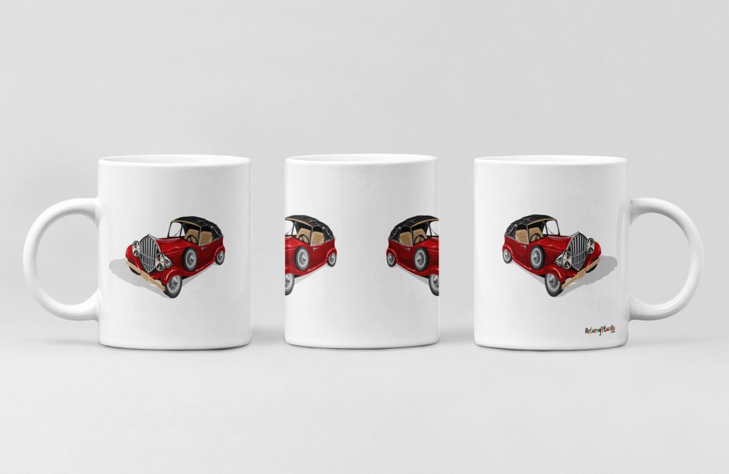 Old Red Car printed Coffee Mug