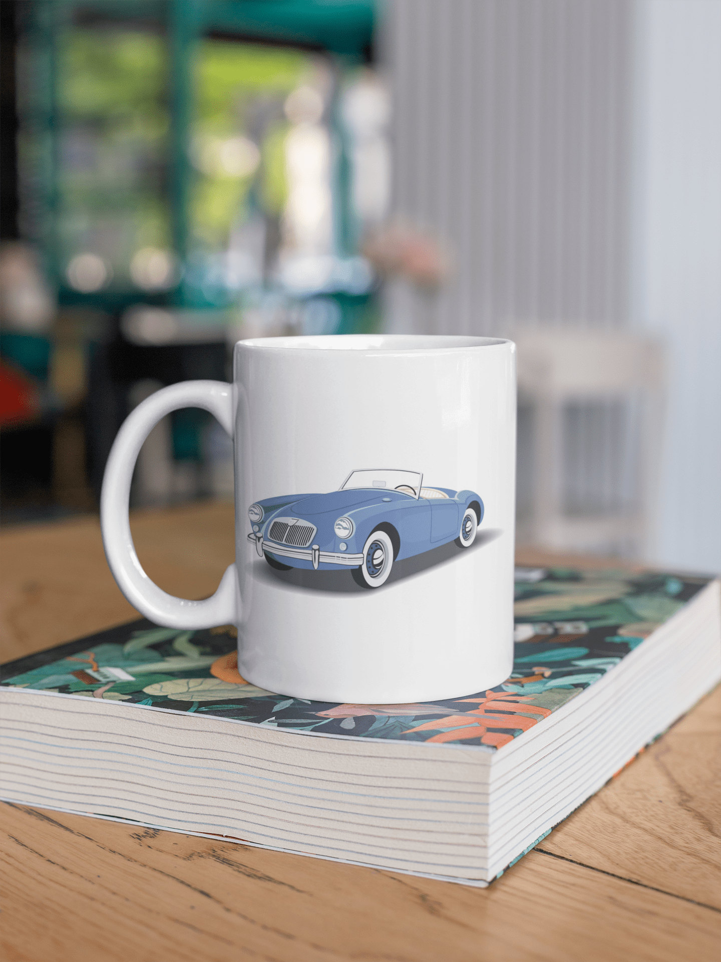 Open Blue Car printed Coffee Mug