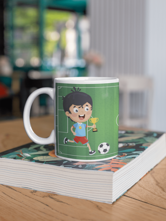 Playing boy with trophy printed Coffee mug