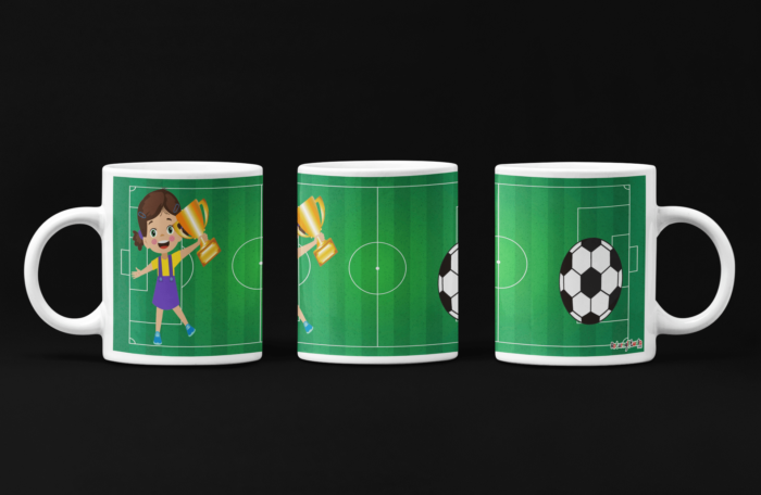 Winner Girl with Trophy printed Coffee mug