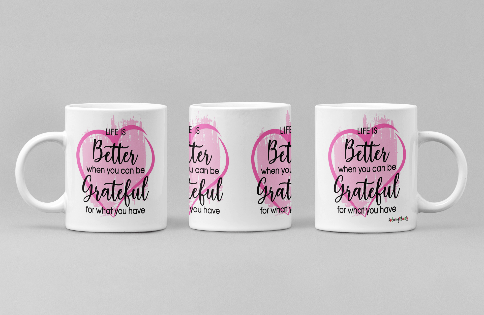 life is better- be grateful printed coffee mug