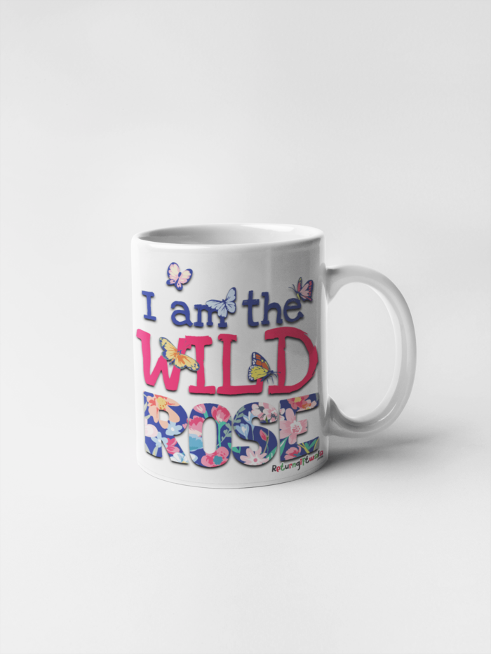 wild rose and butterfly theme coffee mug