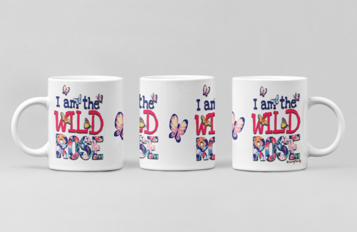 wild rose and butterfly theme coffee mug