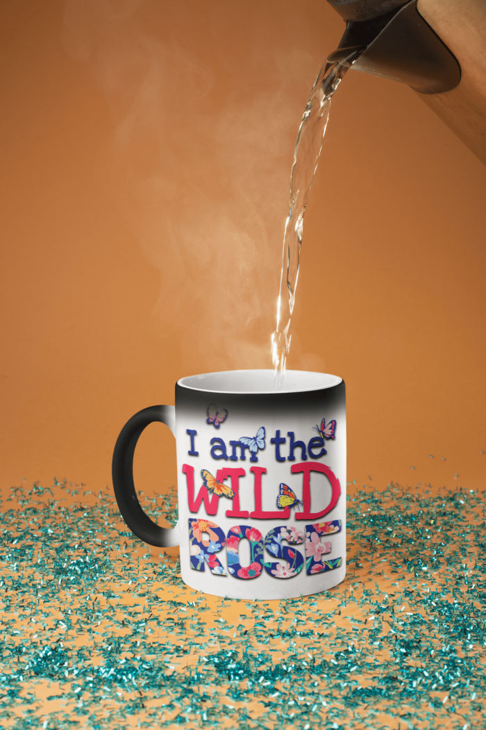wild rose and butterfly theme coffee mug