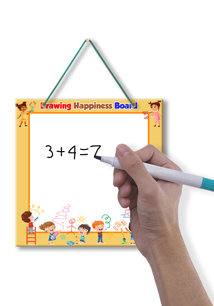 Children drawing theme whiteboard with marker
