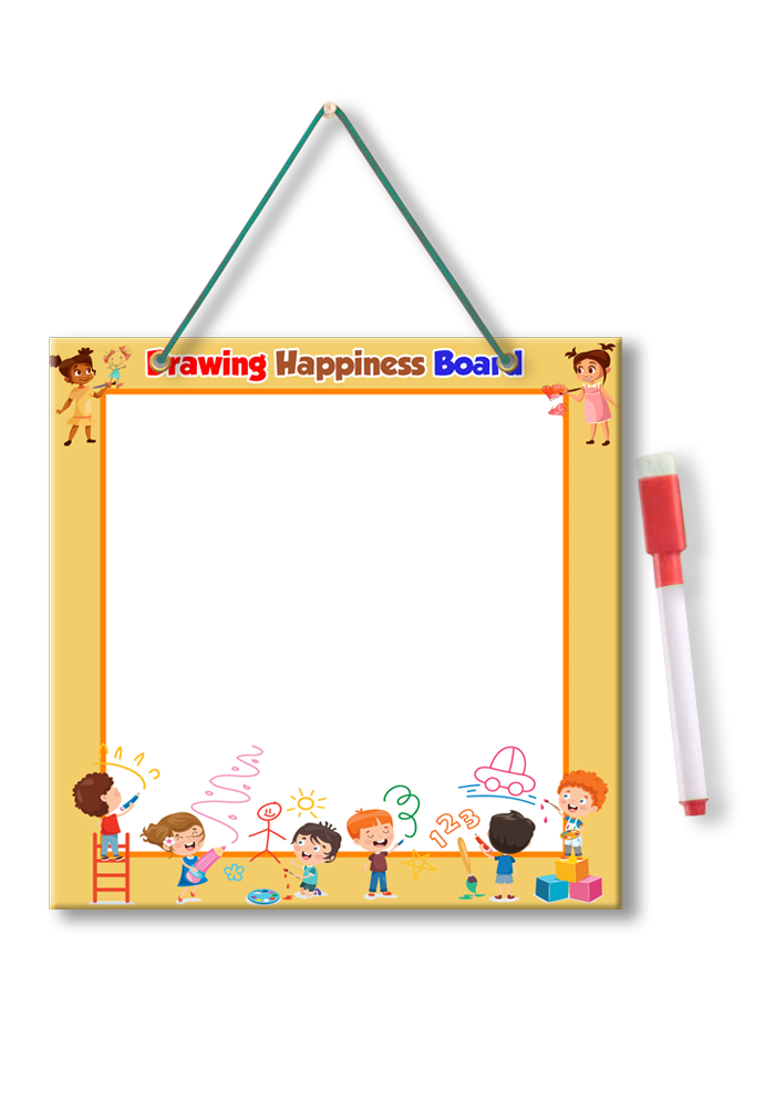Children drawing theme whiteboard with marker