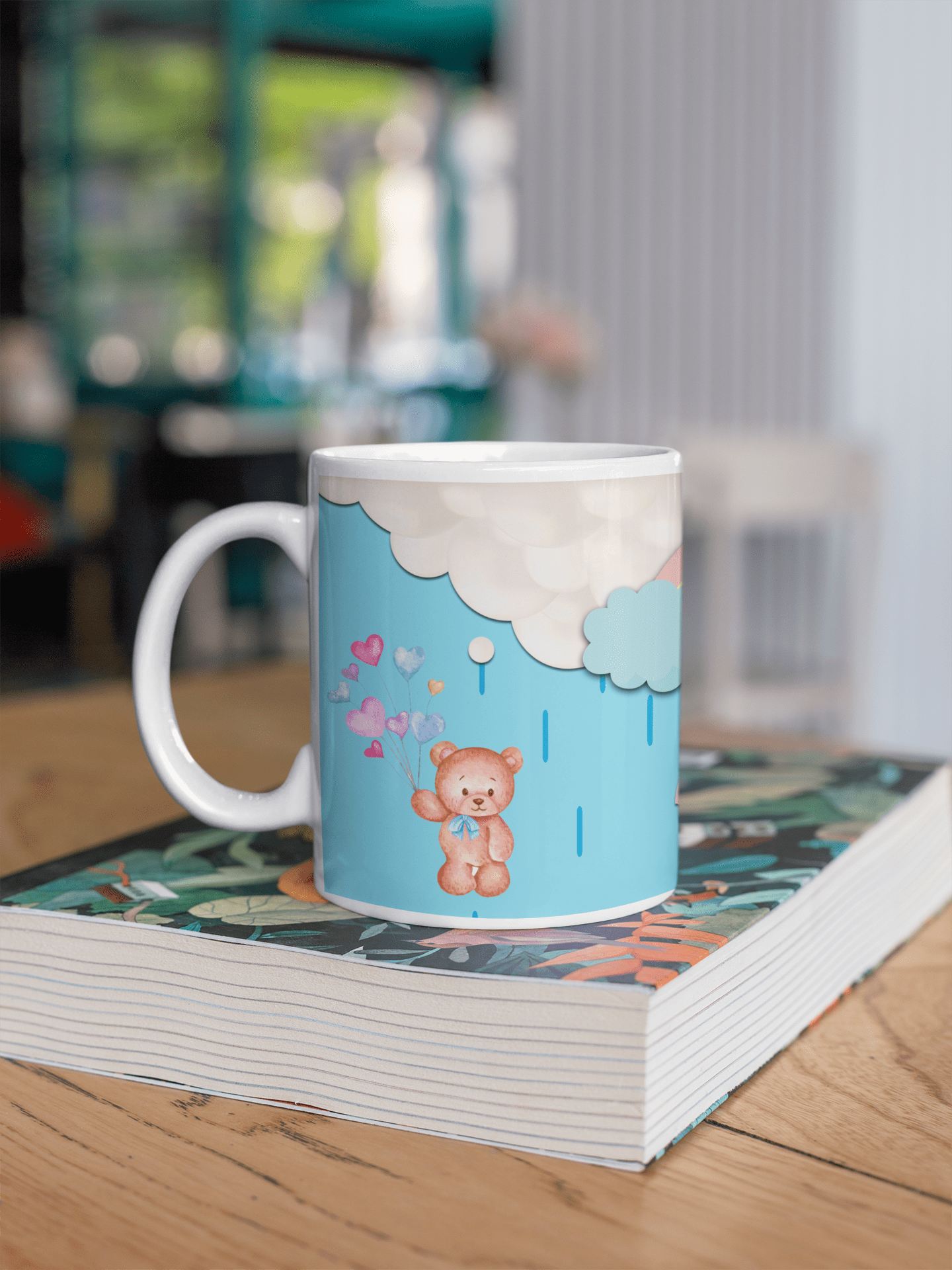 Teddy in Rain theme Coffee Mug