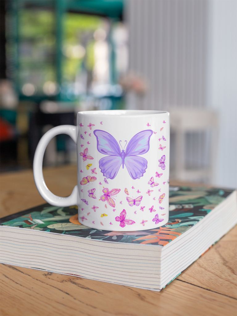 Butterflies printed coffee mug