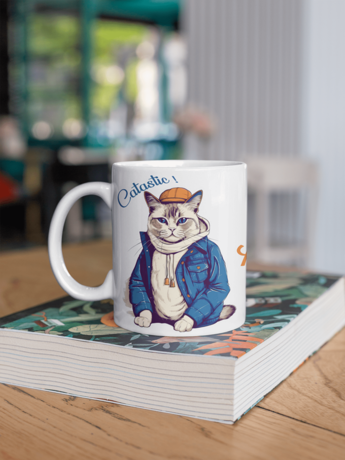 Catastic Cat printed coffee mug