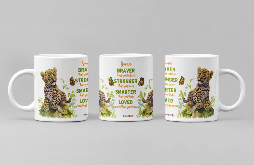 Braver Stronger Smarter Loved printed coffee mug