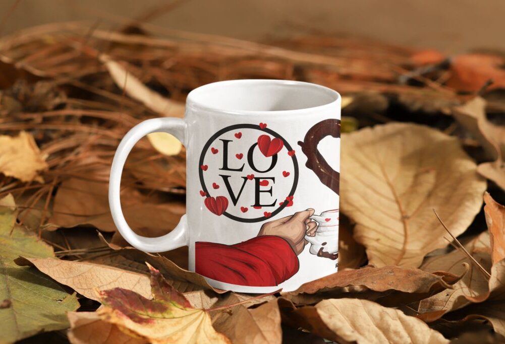 love hearts coffee mug