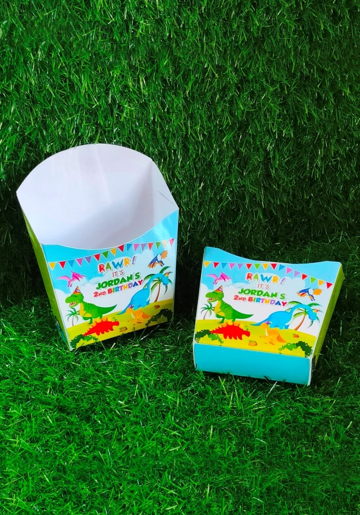 dinosaur theme french fries box