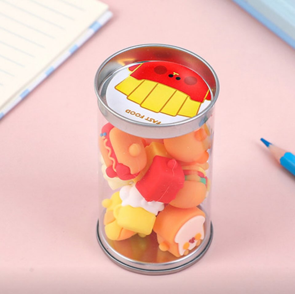 Cute Fast Food erasers in a box 
