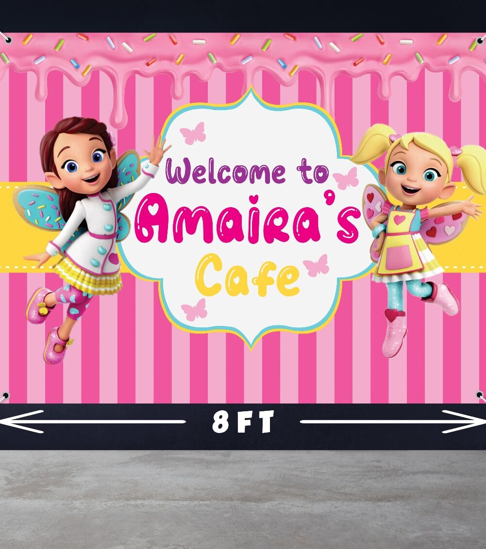 Butter beans Cafe theme Birthday Back drop Banner for Room Decor