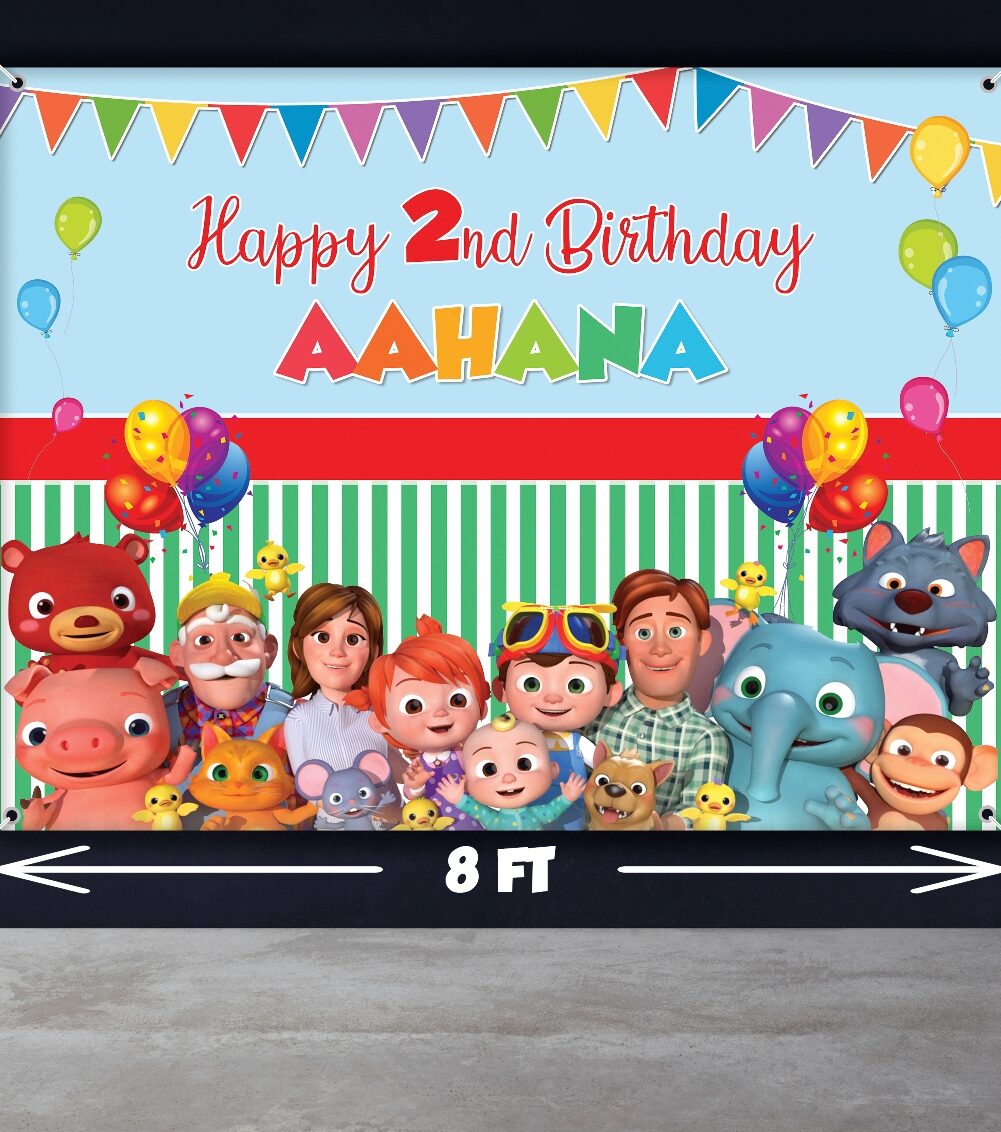 Cocomelon theme Birthday Back drop Banner for Room Decor
