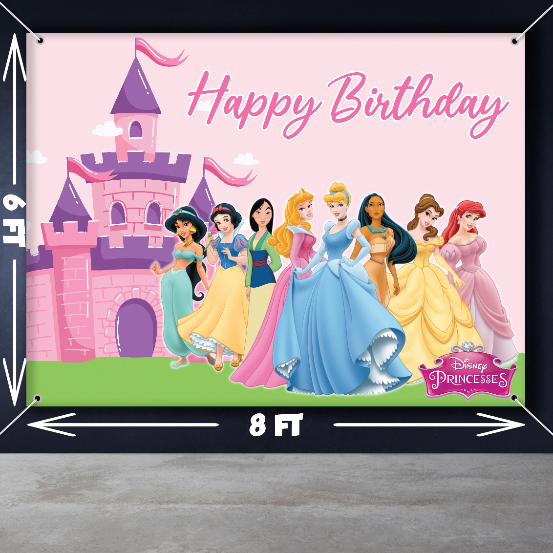 Disney Princess theme Customizeable Birthday Back drop for Party Decor