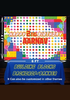 Lego Blocks theme Backdrop Banner for Party f