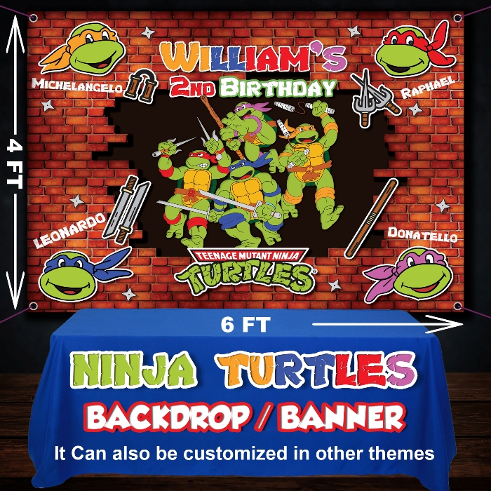Ninja Turtle theme based Birthday Decor back drop for the wall