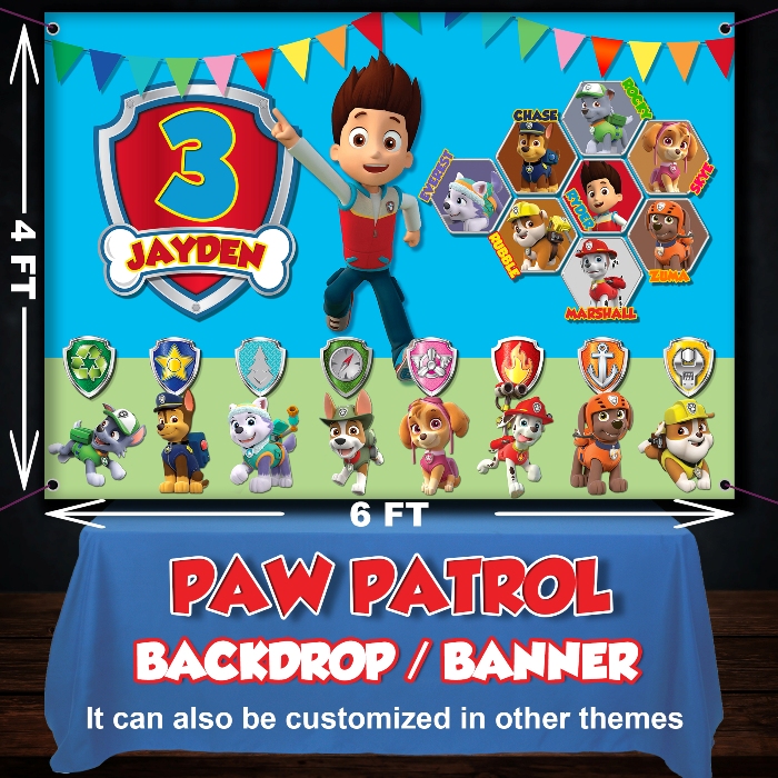 Paw Patrol New Design Birthday Party Back drop with Ryder and the Gang