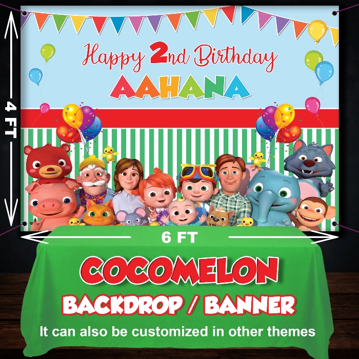 coco melon theme birthday back drop for decoration