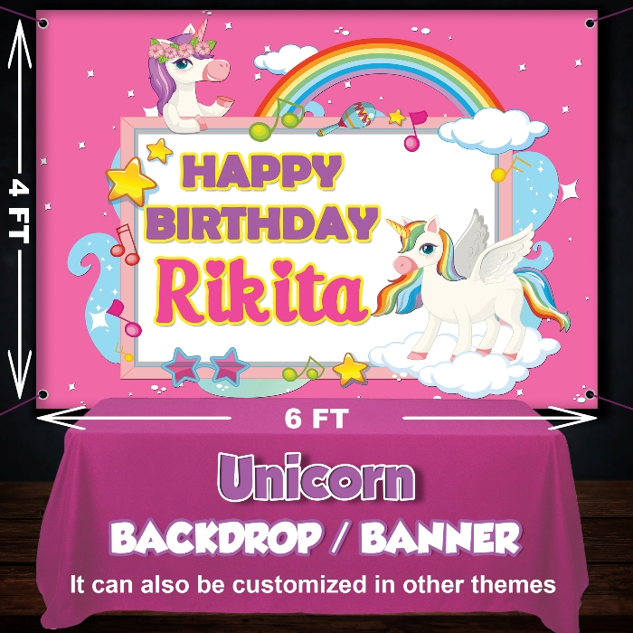 Unicorn Theme Pink back ground Back drop for Birthday decor