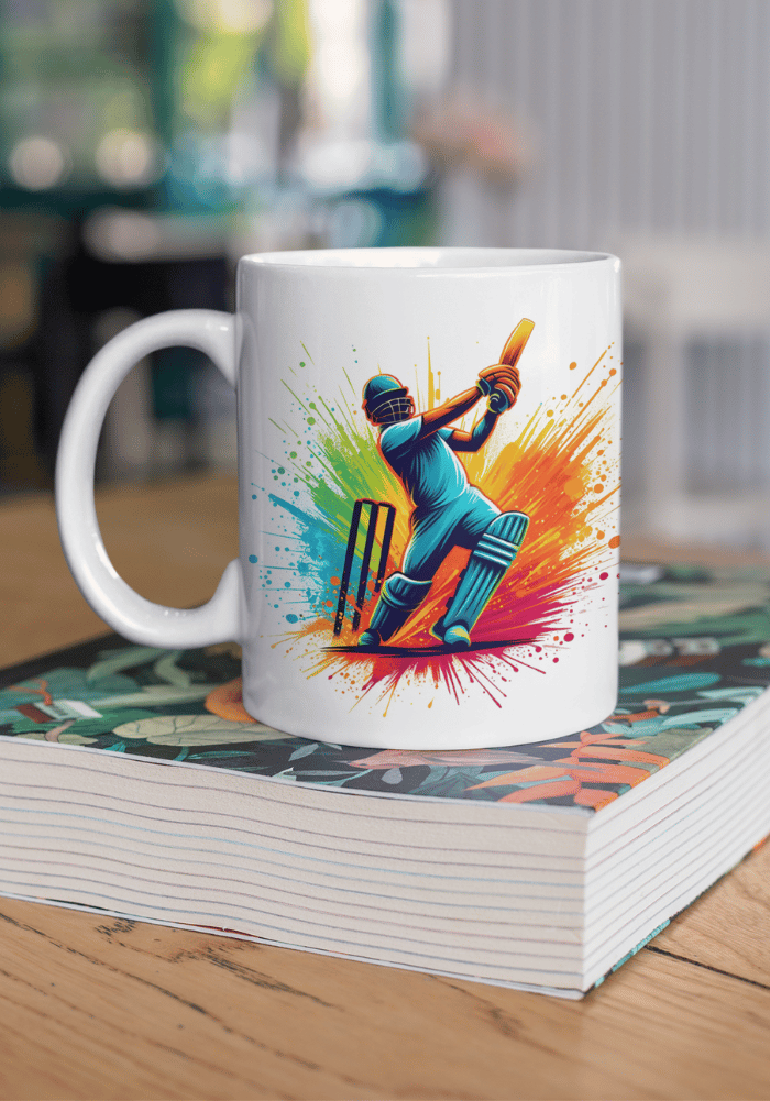 customizable coffee mug on cricket theme