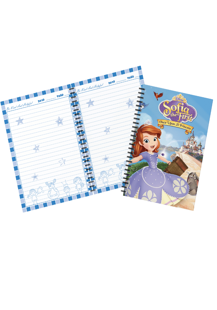Sofia theme spiral Diary for party favors