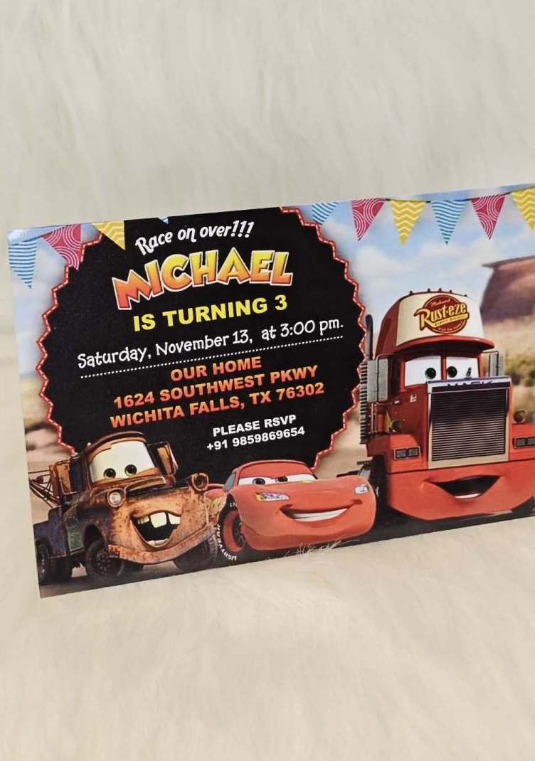 Cars Theme Birthday Invites