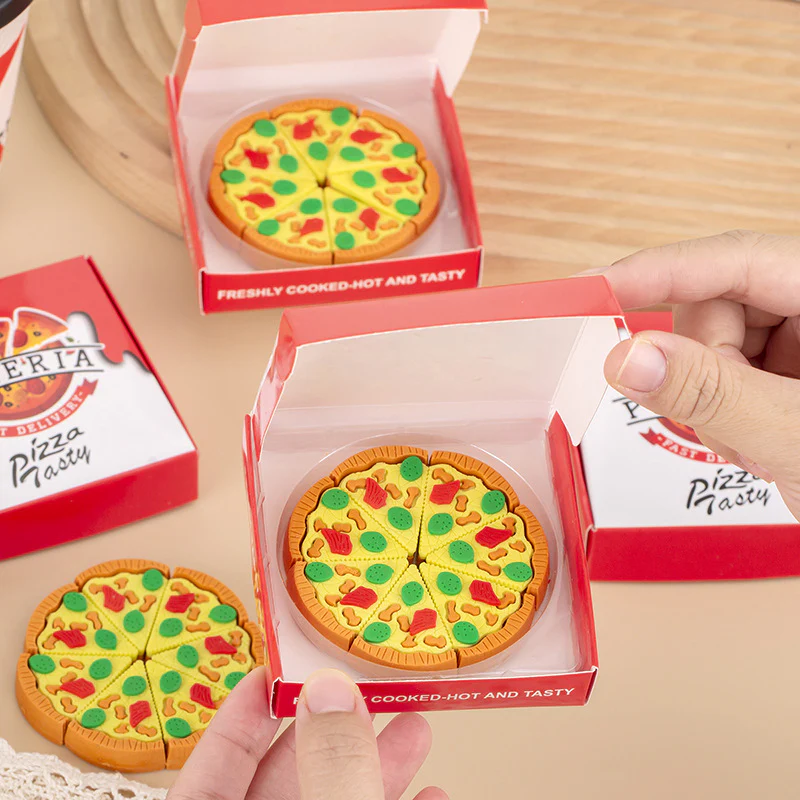 pizza shape cute kawaii erasers pack