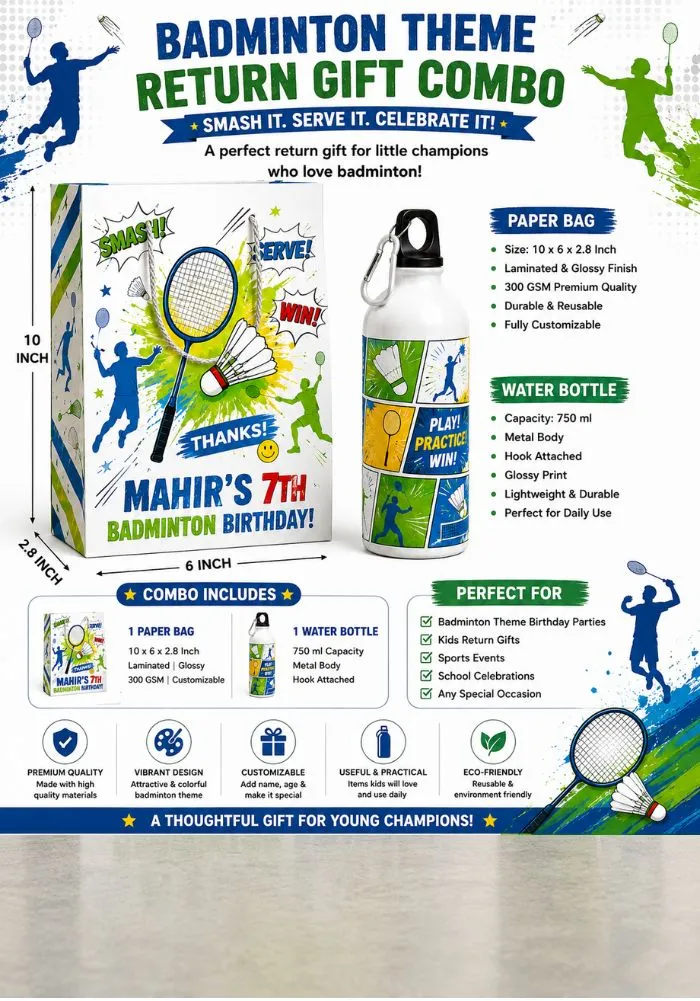 badminton theme birthday return giftys combo badminton theme birthday return giftys combo
